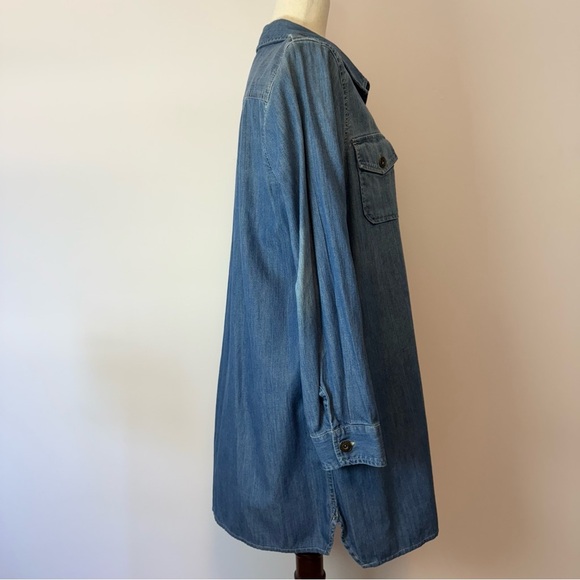 Two by Vince Camuto Blue Denim Button-Up Long Sleeves Shirt Dress Size L - Picture 5 of 8